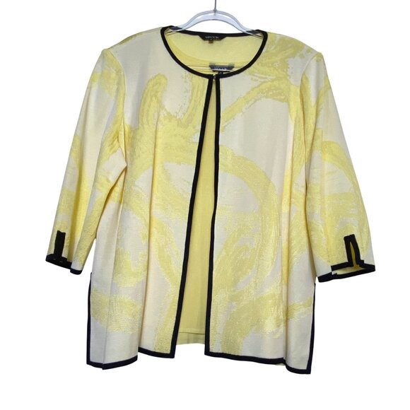 Misook 1X Yellow Black Open Front Jacket Set Sleeveless Tank Set Classic Luxury - Picture 1 of 12